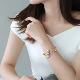 AAA+ Pink Purple Pearl Strand Bracelet - 18K Yellow Gold Etsy