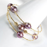 AAA+ Pink Purple Pearl Strand Bracelet - 18K Yellow Gold Etsy