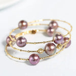 AAA+ Pink Purple Pearl Strand Bracelet - 18K Yellow Gold Etsy