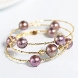 AAA+ Pink Purple Pearl Strand Bracelet - 18K Yellow Gold Etsy