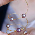 AAA+ Pink Purple Pearl Strand Bracelet - 18K Yellow Gold Etsy