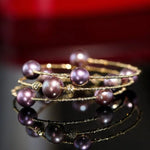 AAA+ Pink Purple Pearl Strand Bracelet - 18K Yellow Gold Etsy