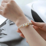 5A+ Natural Akoya Pearl 5-9mm Handmade 18K Yellow  Gold Madama Bracelets, Seawater Pearl, Gift for Her, Golden Pearl, Gift Idea Etsy