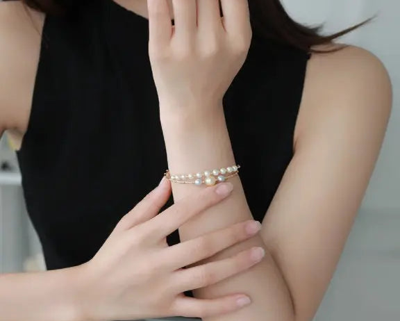 5A+ Natural Akoya Pearl 5-9mm Handmade 18K Yellow  Gold Madama Bracelets, Seawater Pearl, Gift for Her, Golden Pearl, Gift Idea Etsy