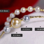 5A+ Natural Akoya Pearl 5-9mm Handmade 18K Yellow  Gold Madama Bracelets, Seawater Pearl, Gift for Her, Golden Pearl, Gift Idea Etsy