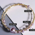4.5-10mm Natural Pink Purple High Luster Pearl Handmade 18k  Yellow Gold Beaded Pearl Bracelets, Rose Pink Pearl Bracelets, Gift Idea Etsy