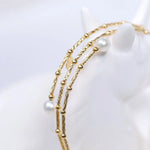 4.5-10mm Natural High Luster White Pearl Handmade 18k  Yellow Gold Beaded Pearl Bracelets, Rose Pink Pearl Bracelets, Gift Idea Etsy