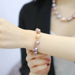 10-12mm Natural Colorful High Luster Pearl Handmade 14k Yellow Gold Beaded Pearl Bracelets, Rose Pink Pearl Bracelets, Vanilla Color Pearl Etsy