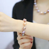 10-12mm Natural Colorful High Luster Pearl Handmade 14k Yellow Gold Beaded Pearl Bracelets, Rose Pink Pearl Bracelets, Vanilla Color Pearl Etsy