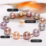 10-12mm Natural Colorful High Luster Pearl Handmade 14k Yellow Gold Beaded Pearl Bracelets, Rose Pink Pearl Bracelets, Vanilla Color Pearl Etsy
