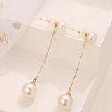 5A+ High Luster Pearl 9mm Handmade 18K Solid Yellow Gold Freshwater White Pink Pearl Dangle Earrings, Anniversary Gift, Gift Idea Etsy