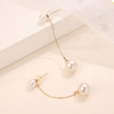 5A+ High Luster Pearl 9mm Handmade 18K Solid Yellow Gold Freshwater White Pink Pearl Dangle Earrings, Anniversary Gift, Gift Idea Etsy