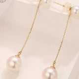 5A+ High Luster Pearl 9mm Handmade 18K Solid Yellow Gold Freshwater White Pink Pearl Dangle Earrings, Anniversary Gift, Gift Idea Etsy