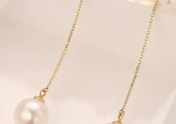 5A+ High Luster Pearl 9mm Handmade 18K Solid Yellow Gold Freshwater White Pink Pearl Dangle Earrings, Anniversary Gift, Gift Idea Etsy
