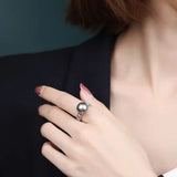 12mm Natural Tahiti Pearl Silver 925 Ring, Valentine's Day Gift Idea, Seawater Pearl, Granulation Ring, Peacock Green Pearl Ring, Hollow Out Etsy