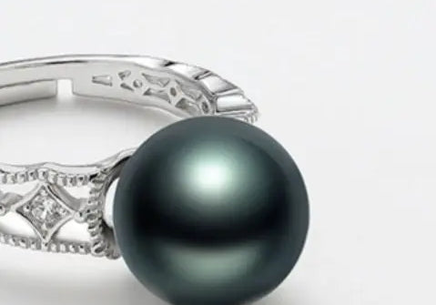 12mm Natural Tahiti Pearl Silver 925 Ring, Valentine's Day Gift Idea, Seawater Pearl, Granulation Ring, Peacock Green Pearl Ring, Hollow Out Etsy