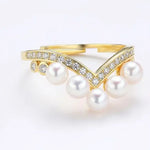 925 Silver White Pearl CZ Diamond Ring - Open Cluster Crown Design Etsy