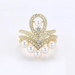 925 Silver White Pearl CZ Diamond Ring - Open Cluster Crown Design Etsy