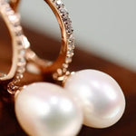 AAA+ High Luster 10mm White Pink Oval Pearl 18K Gold Plated Vermeil White Pink Pearl Earrings, Freshwater Pearl Earrings Etsy