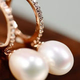 AAA+ High Luster 10mm White Pink Oval Pearl 18K Gold Plated Vermeil White Pink Pearl Earrings, Freshwater Pearl Earrings Etsy