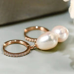 AAA+ High Luster 10mm White Pink Oval Pearl 18K Gold Plated Vermeil White Pink Pearl Earrings, Freshwater Pearl Earrings Etsy