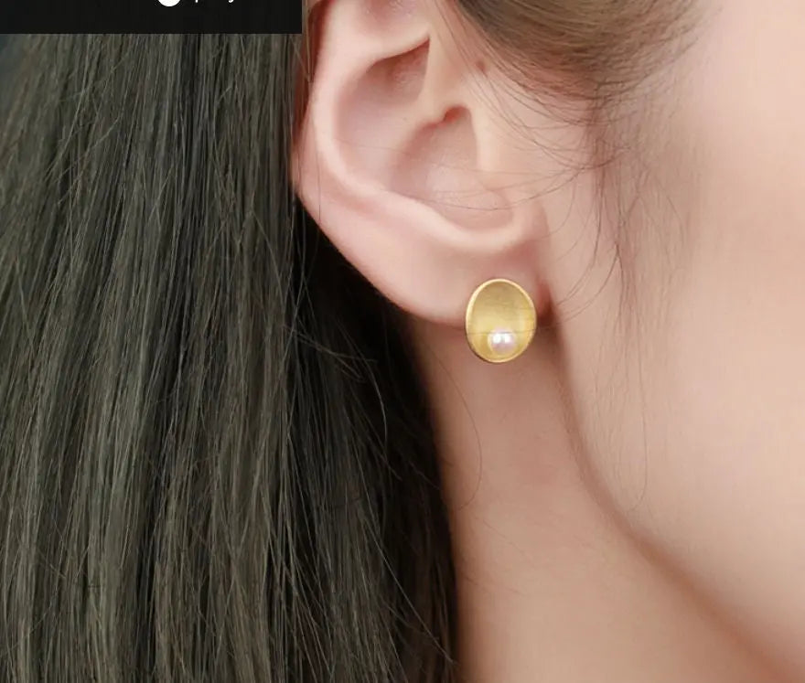 5A+ Akoya Pearl Handmade 24k Gold Vermeil Earrings, White Pink Pearl Earrings, High Luster Pearl Earrings, Matt Finished Earrings Etsy