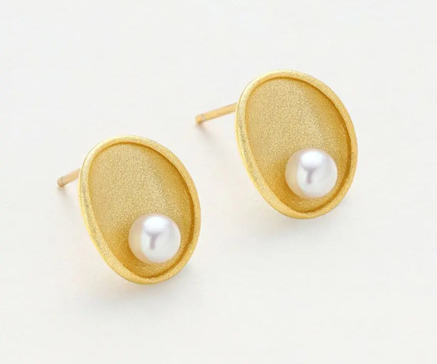5A+ Akoya Pearl Handmade 24k Gold Vermeil Earrings, White Pink Pearl Earrings, High Luster Pearl Earrings, Matt Finished Earrings Etsy