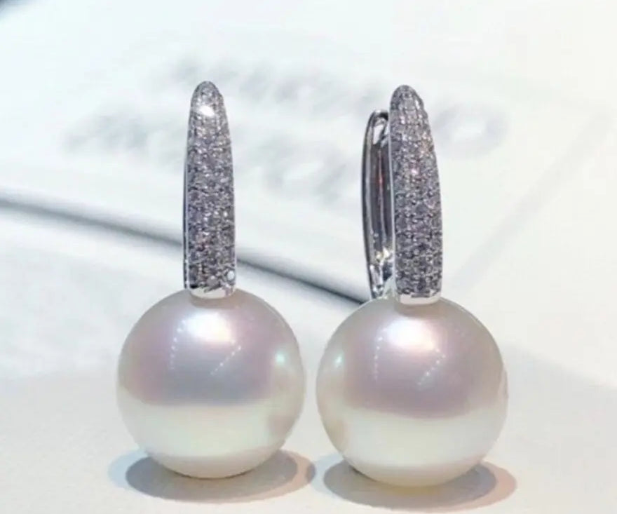 5A+ High Luster Pearl 10mm Handmade 925 Silver White Pink Pearl Earrings, Freshwater Pearl Earrings, Pink Pearl, Diamond Earrings Etsy