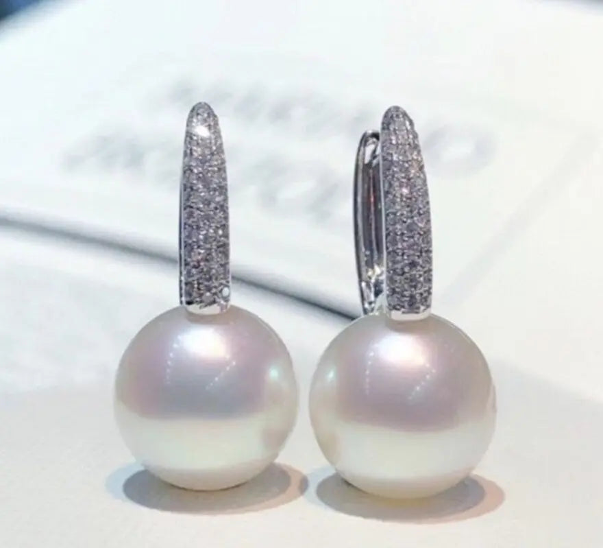 5A+ High Luster Pearl 10mm Handmade 925 Silver White Pink Pearl Earrings, Freshwater Pearl Earrings, Pink Pearl, Diamond Earrings Etsy
