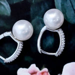 5A+ High Luster Pearl 10mm Handmade 925 Silver White Pink Pearl Earrings, Freshwater Pearl Earrings, Pink Pearl, Diamond Earrings Etsy