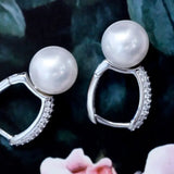 5A+ High Luster Pearl 10mm Handmade 925 Silver White Pink Pearl Earrings, Freshwater Pearl Earrings, Pink Pearl, Diamond Earrings Etsy