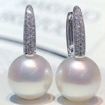 5A+ High Luster Pearl 10mm Handmade 925 Silver White Pink Pearl Earrings, Freshwater Pearl Earrings, Pink Pearl, Diamond Earrings Etsy