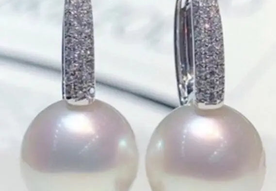 5A+ High Luster Pearl 10mm Handmade 925 Silver White Pink Pearl Earrings, Freshwater Pearl Earrings, Pink Pearl, Diamond Earrings Etsy