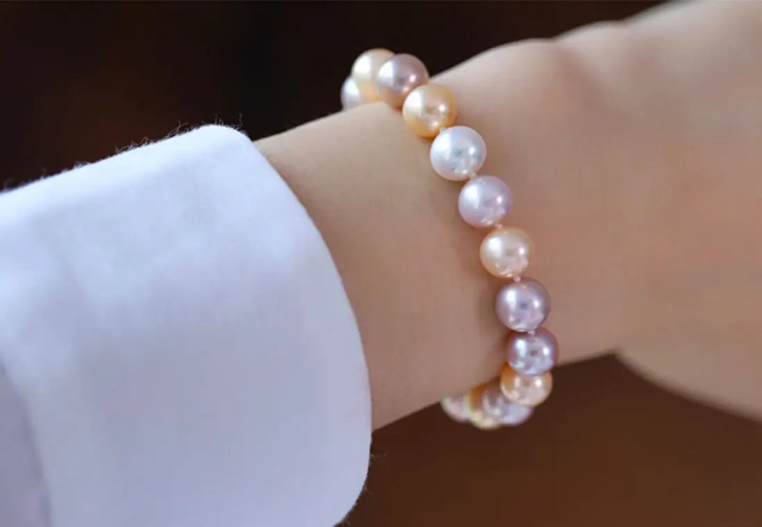 5A+ Natural High Luster Pearl Bracelets, S925 Silver Beaded Pearl Handmade Bracelets, Rose Pink Pearl Bracelets, Vanilla Pearl, Purple Pearl Etsy