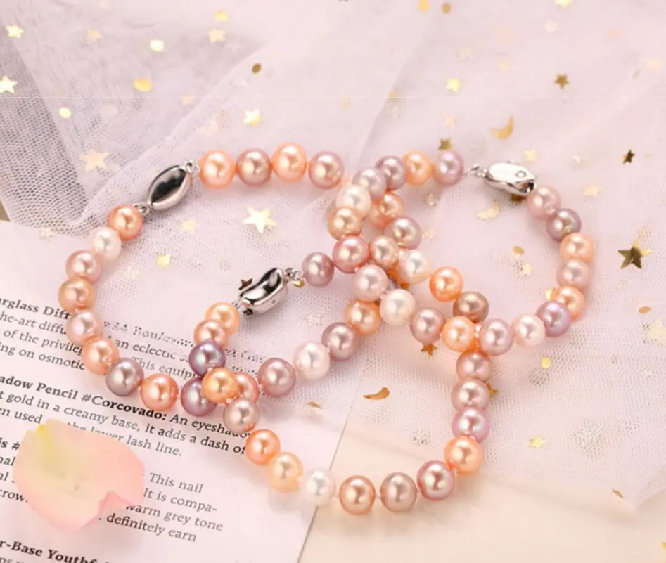 5A+ Natural High Luster Pearl Bracelets, S925 Silver Beaded Pearl Handmade Bracelets, Rose Pink Pearl Bracelets, Vanilla Pearl, Purple Pearl Etsy