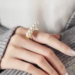 5A+ Natural High Luster White Pink Beaded Pearl Ring 18k Gold Plated Vermeil Horizontal Stone Ring, Gift Idea, Carved Ring Etsy