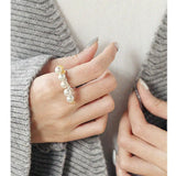 5A+ Natural High Luster White Pink Beaded Pearl Ring 18k Gold Plated Vermeil Horizontal Stone Ring, Gift Idea, Carved Ring Etsy