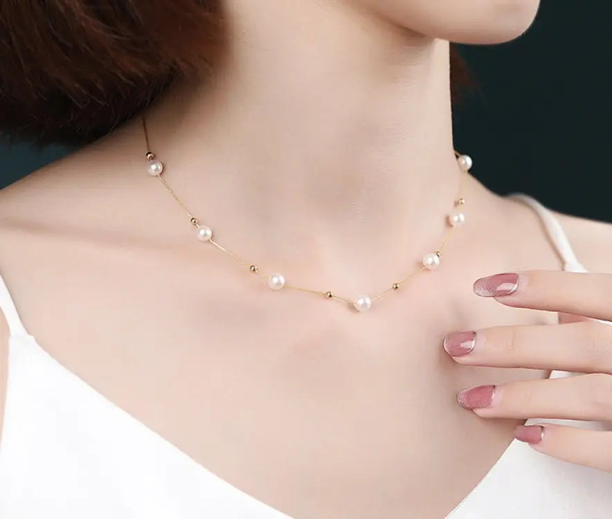 Akoya Pearl Choker Necklace - 5mm Pink Pearl with 18K Yellow Gold Etsy