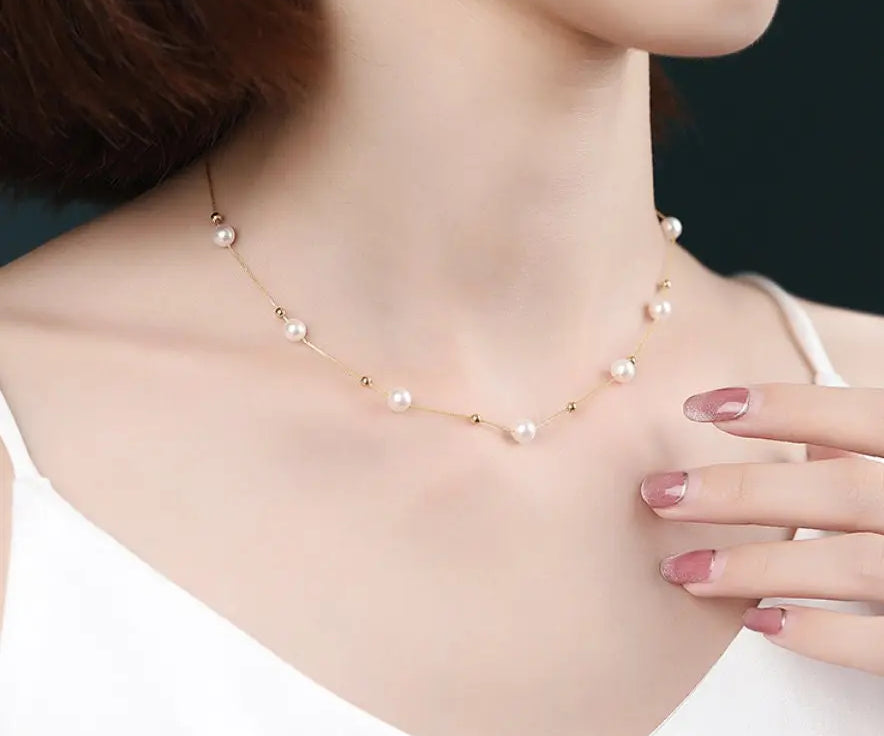 Akoya Pearl Choker Necklace - 5mm Pink Pearl with 18K Yellow Gold Etsy