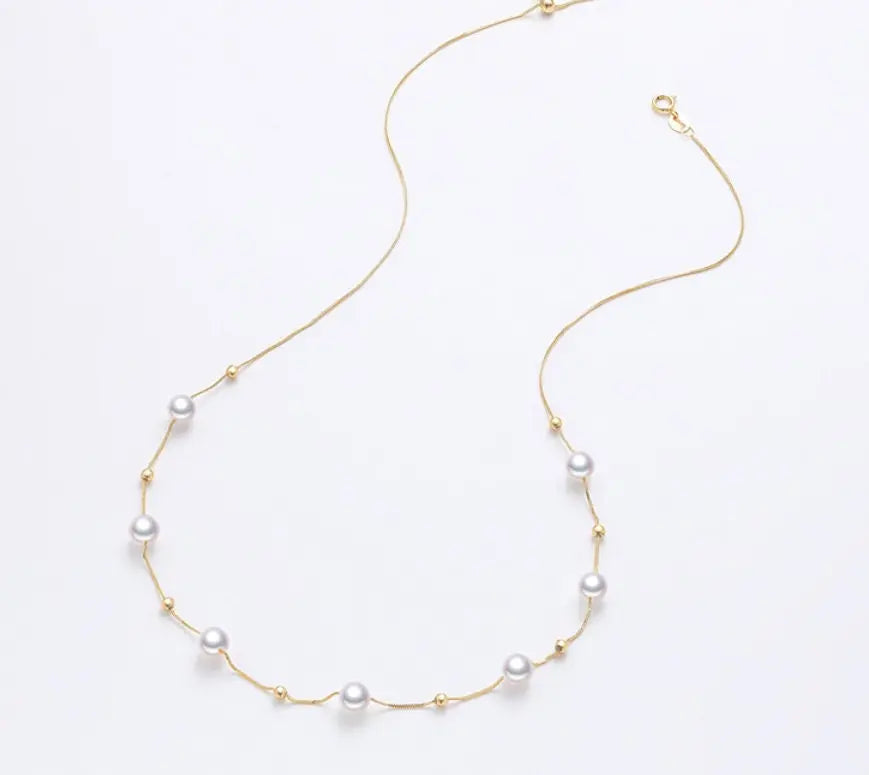 Akoya Pearl Choker Necklace - 5mm Pink Pearl with 18K Yellow Gold Etsy