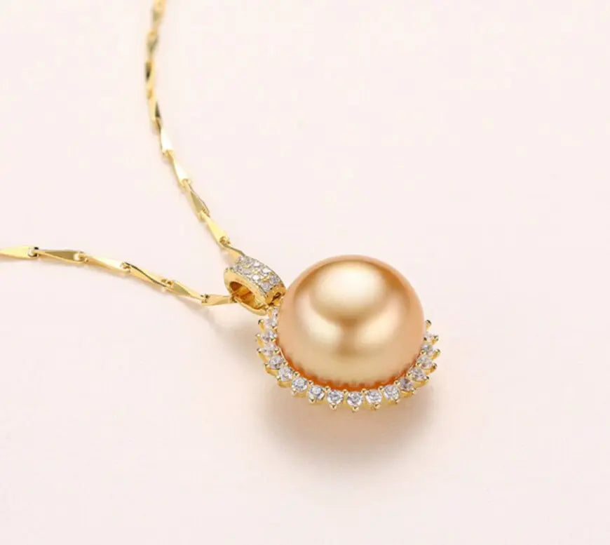 11mm Natural Golden South Sea Pearl Necklace 18k Gold Plated Vermeil Golden Pearl Necklace, Seawater Pearl Necklace, Yellow Pearl Etsy