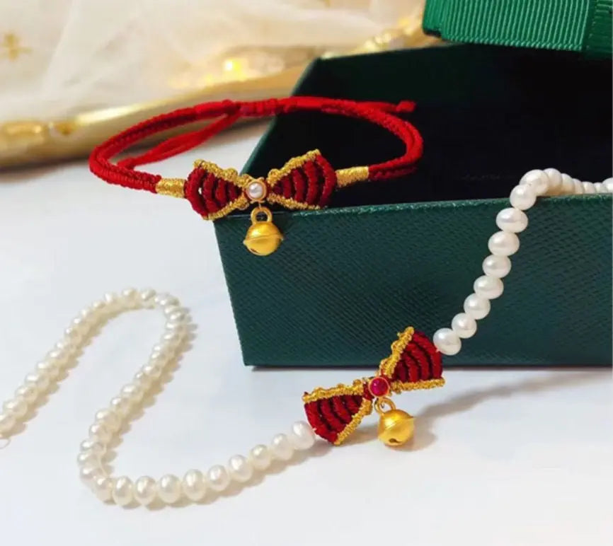24k Solid Yellow Gold Pearl Bracelet, Freshwater Pearl Bowknot Choker, Pink Beaded Pearl Bow Choker, Gift Idea for Her GF Kid Baby Jewelry Etsy