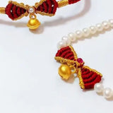 24k Solid Yellow Gold Pearl Bracelet, Freshwater Pearl Bowknot Choker, Pink Beaded Pearl Bow Choker, Gift Idea for Her GF Kid Baby Jewelry Etsy