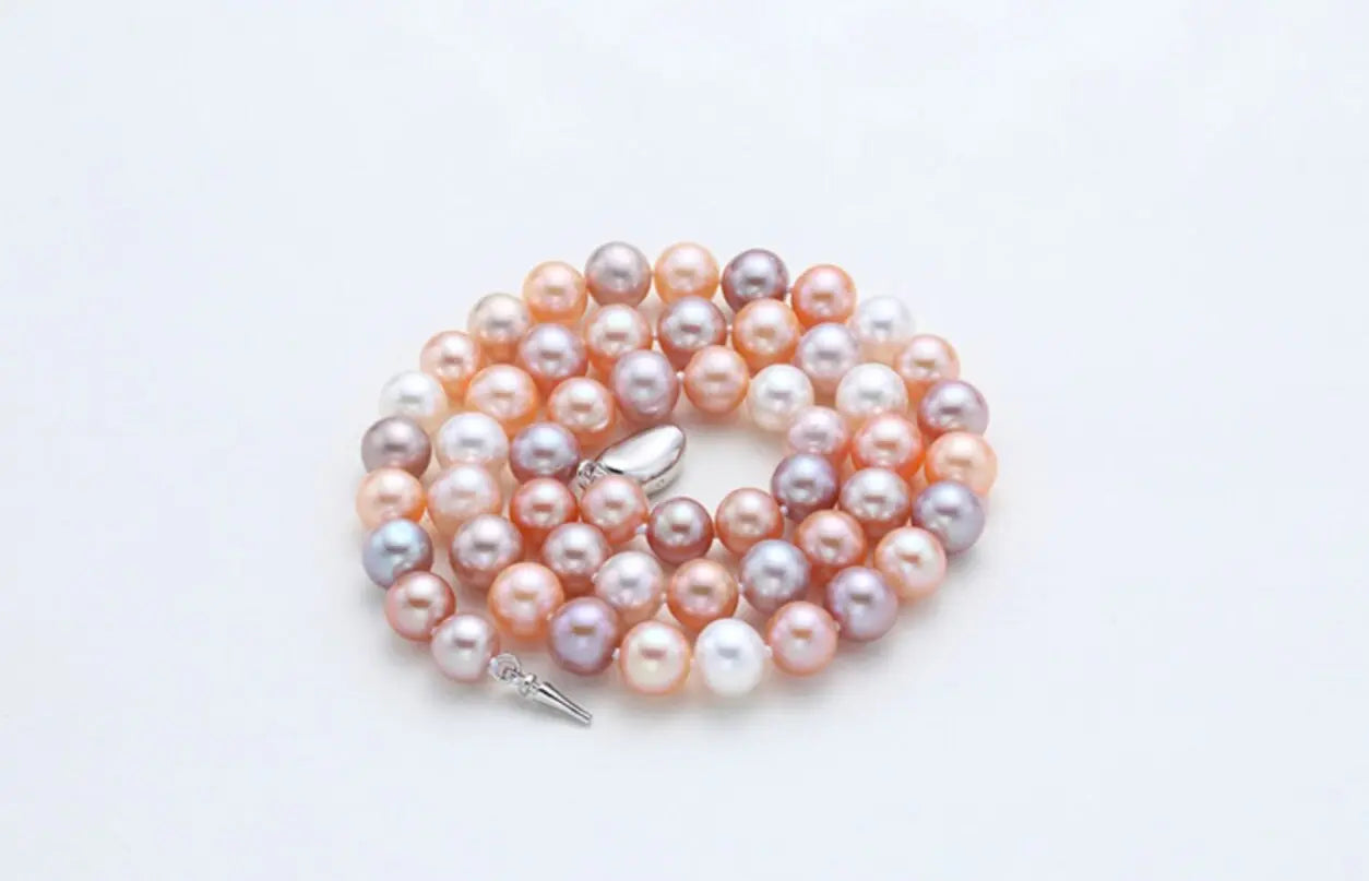 5A+ High Luster Colorful Pearl Handmade Silver 925 Beaded Pearl Necklace, Freshwater Purple Pearl, Pink Pearl, Vanilla Pearl Necklace Etsy