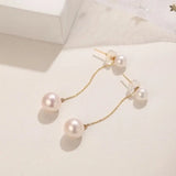 5A+ High Luster Pearl 9mm Handmade 18K Solid Yellow Gold Freshwater White Pink Pearl Dangle Earrings, Anniversary Gift, Gift Idea Etsy