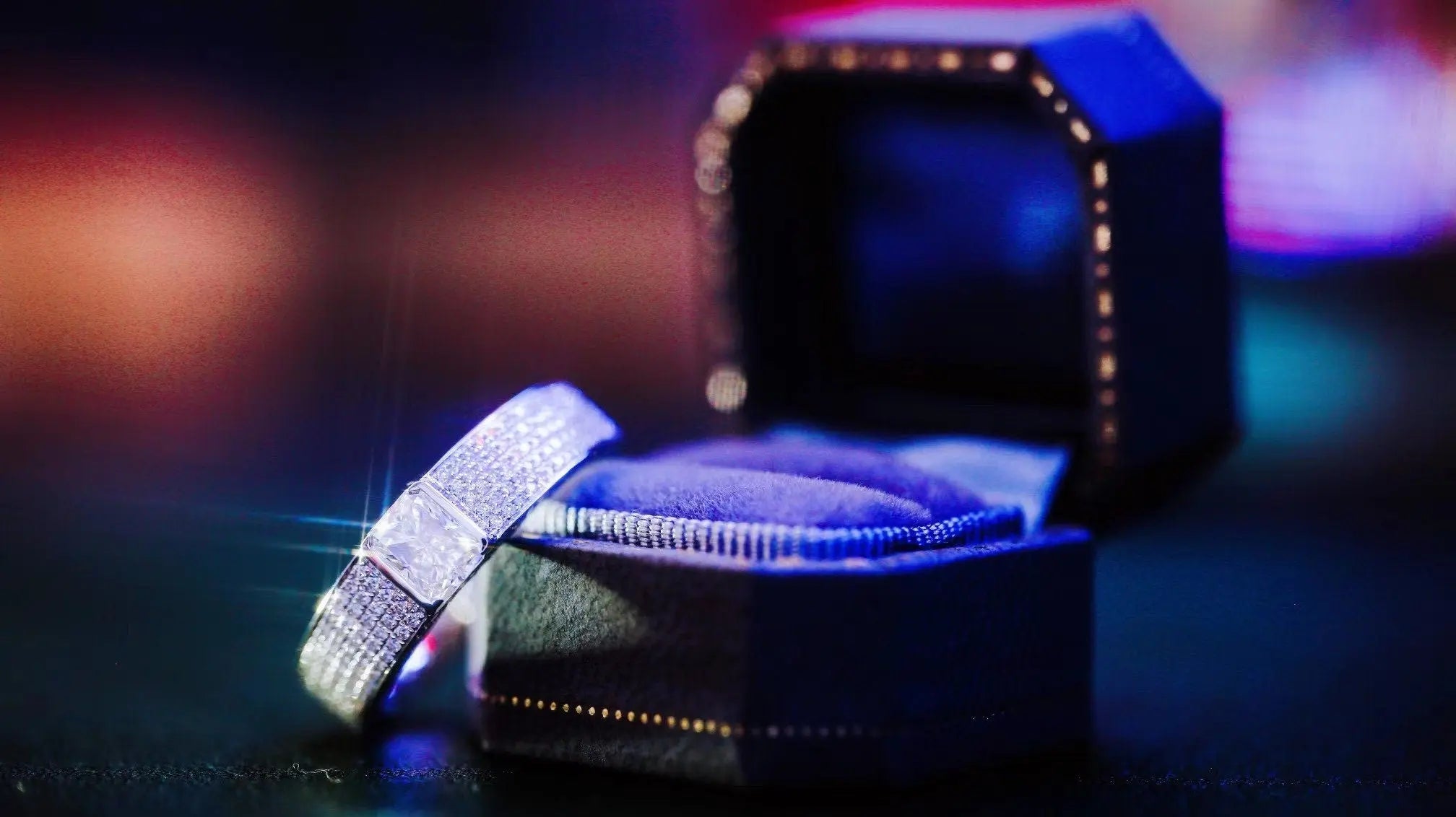 4 Colors | Sapphire Blue Velvet Leather Dainty Ring Box Hexagon Ring Box Handmade from Japan Engagement & Wedding Set Elegant Keepsake Box Etsy