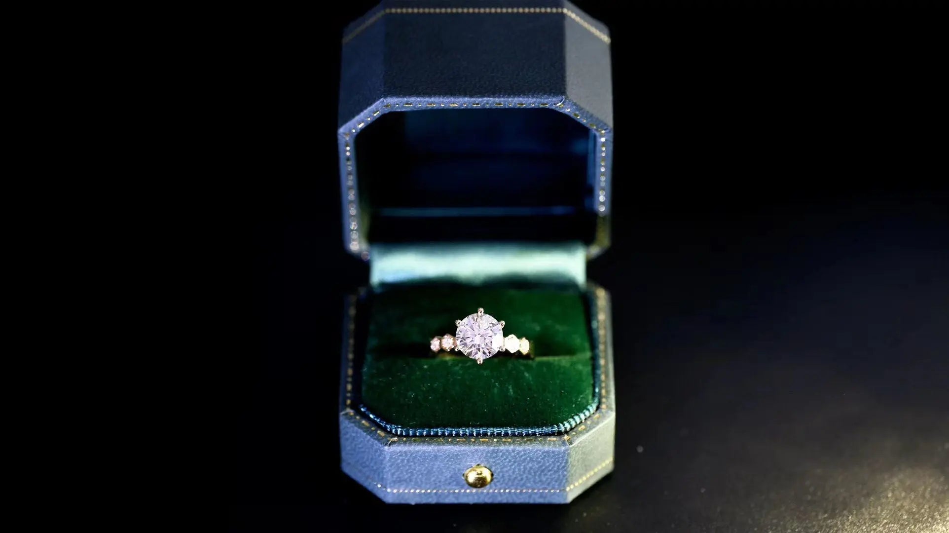 4 Colors | Sapphire Blue Velvet Leather Dainty Ring Box Hexagon Ring Box from Japan Engagement & Wedding Set Elegant Keepsake Box Etsy