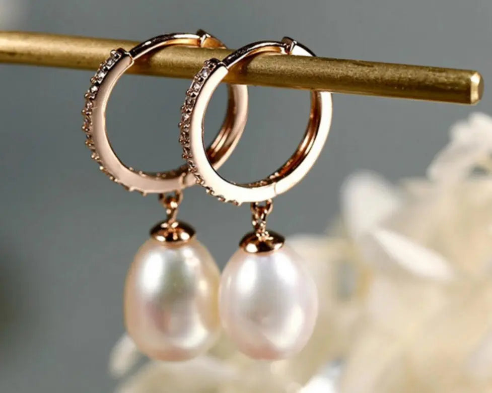 AAA+ High Luster 10mm White Pink Oval Pearl 18K Gold Plated Vermeil White Pink Pearl Earrings, Freshwater Pearl Earrings Etsy