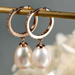 AAA+ High Luster 10mm White Pink Oval Pearl 18K Gold Plated Vermeil White Pink Pearl Earrings, Freshwater Pearl Earrings Etsy