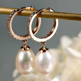 AAA+ High Luster 10mm White Pink Oval Pearl 18K Gold Plated Vermeil White Pink Pearl Earrings, Freshwater Pearl Earrings Etsy